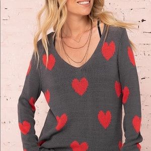 Wooden Ships Hearted Sweater in Grey